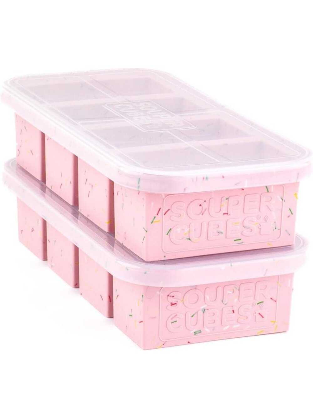 Silicone Freezer Trays with Lids, 1 Cup Portion Control, 2-Pack, Cotton Candy